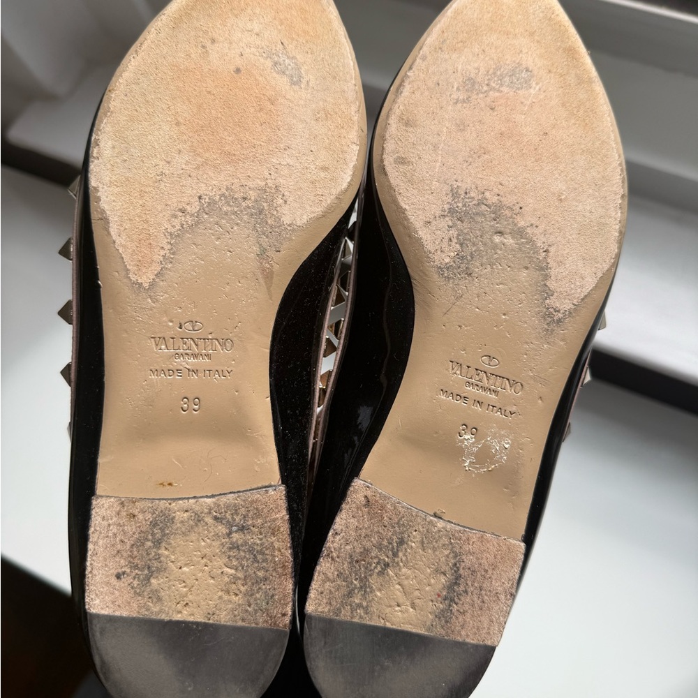 Valentino Patent Rockstud Ballet Flats (Black Poudre, IT 39, US 9) - Picture 13 of 13